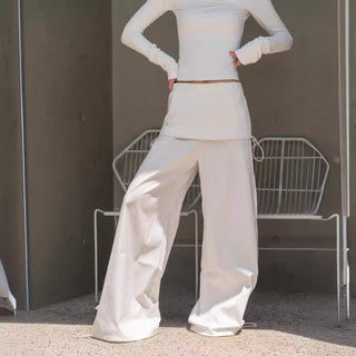 Fake two-piece slim kangaroo pants