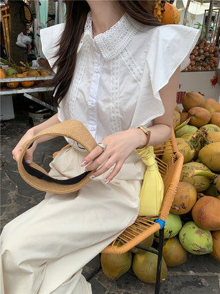 Lace stitching slim top