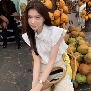 Lace stitching slim top