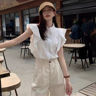 Lace stitching slim top