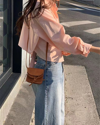 Lace-up Bow Short Shirt Top