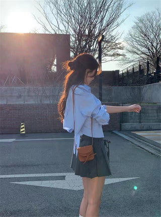 Lace-up Bow Short Shirt Top