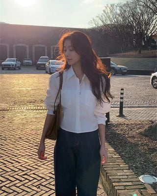 Lace-up Bow Short Shirt Top