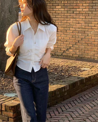 Lace-up Bow Short Shirt Top