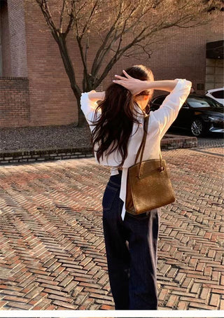 Lace-up Bow Short Shirt Top