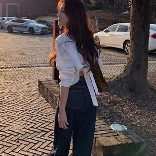 Lace-up Bow Short Shirt Top