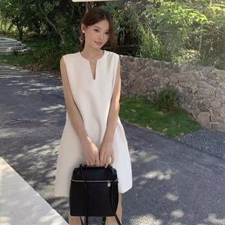 V-neck sleeveless vest dress