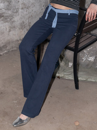 Micro flared sporty belted trousers