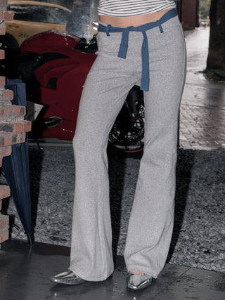 Micro flared sporty belted trousers