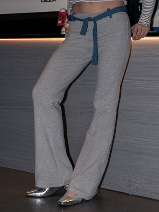 Micro flared sporty belted trousers