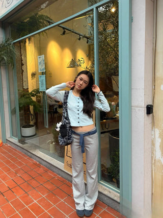 Micro flared sporty belted trousers