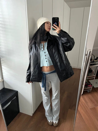 Micro flared sporty belted trousers