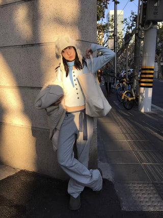 Micro flared sporty belted trousers