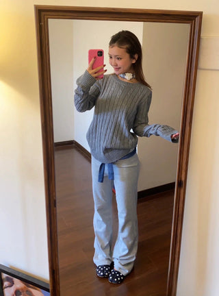 Micro flared sporty belted trousers