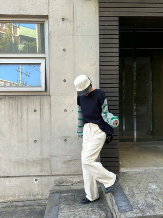 Over-sized contrast color sweater