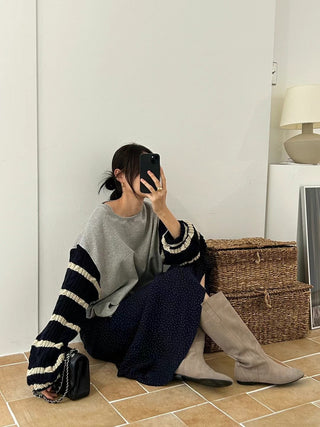 Over-sized contrast color sweater
