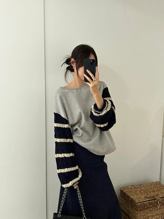 Over-sized contrast color sweater