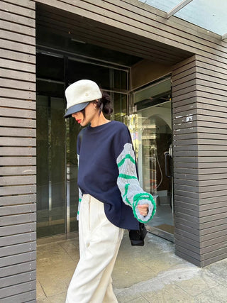 Over-sized contrast color sweater