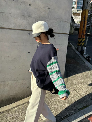 Over-sized contrast color sweater