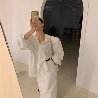 Backless lace-up Loose shirt