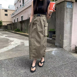 Belted cargo skirt