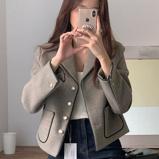 Retro line slim cropped coat