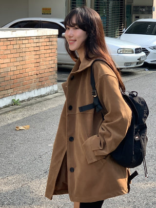 Vintage Millard Loose Straight Suede Coat