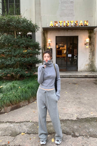 Slim waist loose drawstring sweatpants