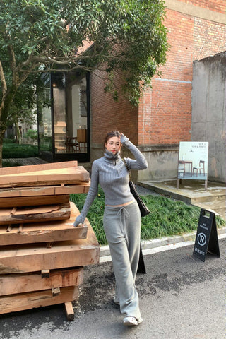 Slim waist loose drawstring sweatpants