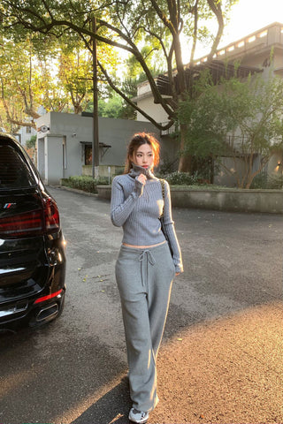 Slim waist loose drawstring sweatpants