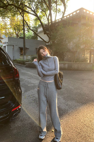 Slim waist loose drawstring sweatpants