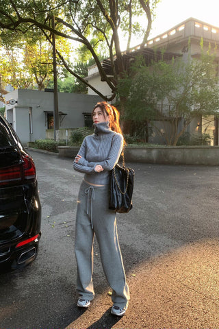 Slim waist loose drawstring sweatpants