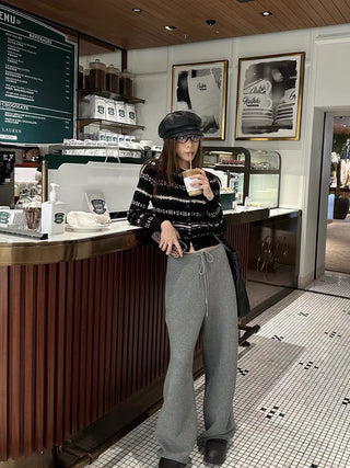 Slim waist loose drawstring sweatpants