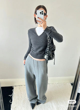 Slim waist loose drawstring sweatpants