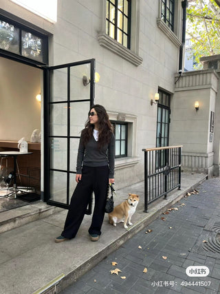 Slim waist loose drawstring sweatpants