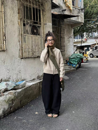 Slim waist loose drawstring sweatpants