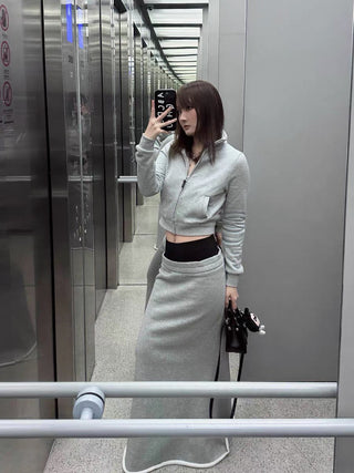 Slim fit fleece skirt