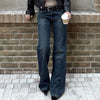Dark blue mid-low waist flared jeans