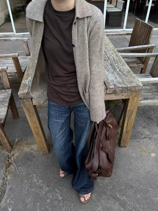 Retro dark blue low waist wide leg jeans