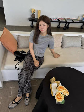 Elastic Waist Velvet slim skirt