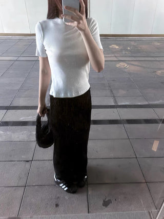 Elastic Waist Velvet slim skirt