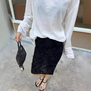 Elastic Waist Velvet slim skirt