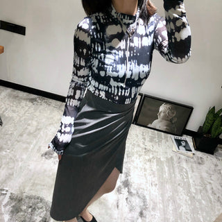 Wrapped Pleated Asymmetrical Split skirt