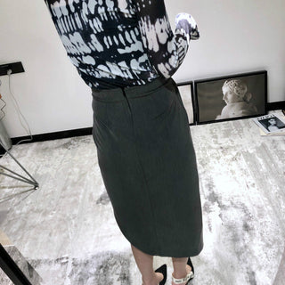 Wrapped Pleated Asymmetrical Split skirt