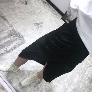 Wrapped Pleated Asymmetrical Split skirt