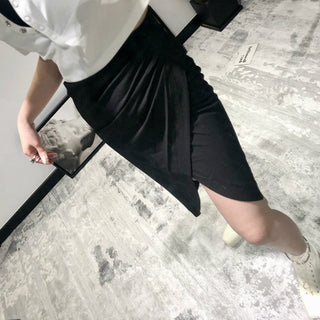 Wrapped Pleated Asymmetrical Split skirt