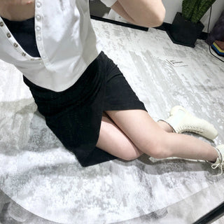 Wrapped Pleated Asymmetrical Split skirt