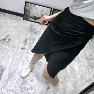 Wrapped Pleated Asymmetrical Split skirt