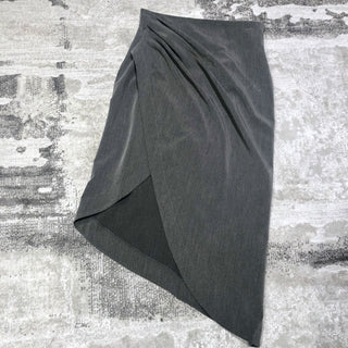 Wrapped Pleated Asymmetrical Split skirt