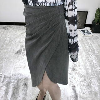 Wrapped Pleated Asymmetrical Split skirt